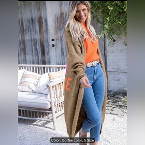 NEW! Soft Knitted Cardigan, Open front, Dual Pockets. Size (14).